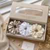 Pearl Glow Satin Scrunchies Set of 3 for Women & Girls | Premium Silk Hair Bands Combo Pack