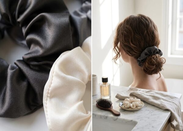 Moonstone Satin Scrunchies Set of 3 for Women & Girls | Premium Silk Hair Bands Combo Pack