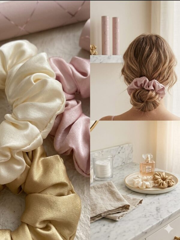 Luxe Satin Scrunchies Set of 3 for Women & Girls | Premium Silk Hair Bands Combo