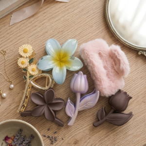 Korean Flower Hair Claw Clip Combo Set for Women & Girls | Aesthetic Floral Hair Accessories | Cute Butterfly, Tulip, Daisy & Fuzzy Claw Clips (Pack of 6)