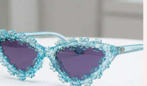 Blue Daisy Flower Cat Eye Sunglasses for Women Korean Y2K Floral Fashion Eyewear