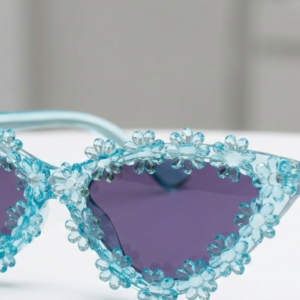 Blue Daisy Flower Cat Eye Sunglasses for Women Korean Y2K Floral Fashion Eyewear