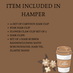 Your paragraph text (12) Cute Bear Hair Accessories Gift Hamper for Women – Star Clips, Flower Claw Clip, Rubber Bands & Scrunchie | Brown Aesthetic Gift Box India