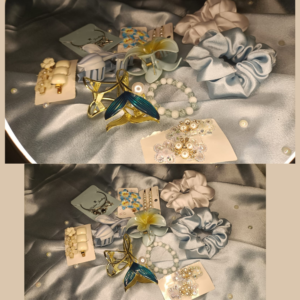 Your paragraph text (3) Pearl & Flower Hair Accessories Gift Box Set – Bracelet, Scrunchie, Claw Clips, Hairpins & Earrings | Fashion Jewellery Gift Set for Women & Girls