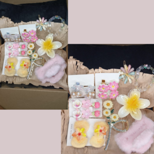 Your paragraph text (7) Floral Hair Accessories Gift Hamper for Women – Daisy Claw Clip, Pearl Bow Clips, Fluffy Scrunchie & Flower Hairpins | Gift Box India