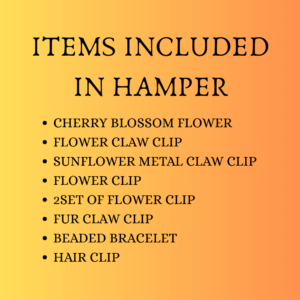Your paragraph text (8) Floral Hair Accessories Gift Hamper for Women – Daisy Claw Clip, Pearl Bow Clips, Fluffy Scrunchie & Flower Hairpins | Gift Box India