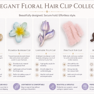 Korean Flower Hair Claw Clip Combo Set for Women & Girls | Aesthetic Floral Hair Accessories | Cute Butterfly, Tulip, Daisy & Fuzzy Claw Clips (Pack of 6)