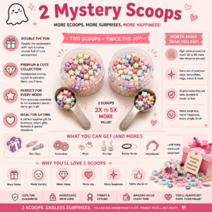 2 mystery scoops, double the fun Mystery Scoop - What's Included List