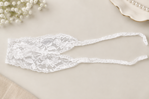 White Lace Headband, Wide Stretch Floral Hair Band for Women Girls